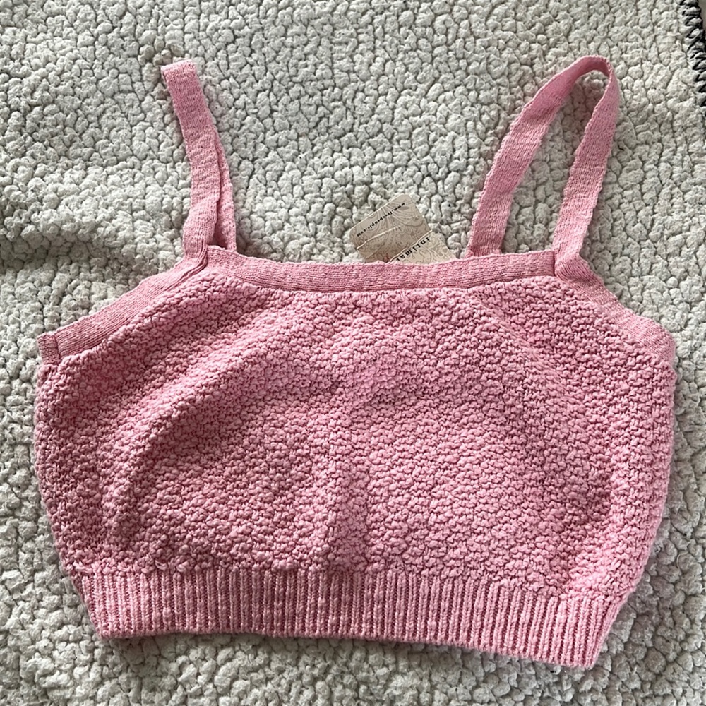 Free people pink knit cropped tank. Size XS